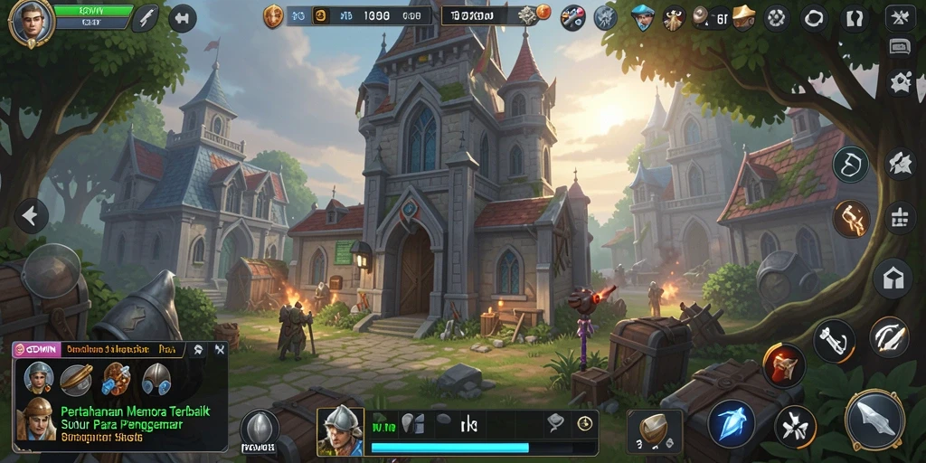 Screenshot gameplay GOWIN menunjukkan menara yang siap menghadang musuh.