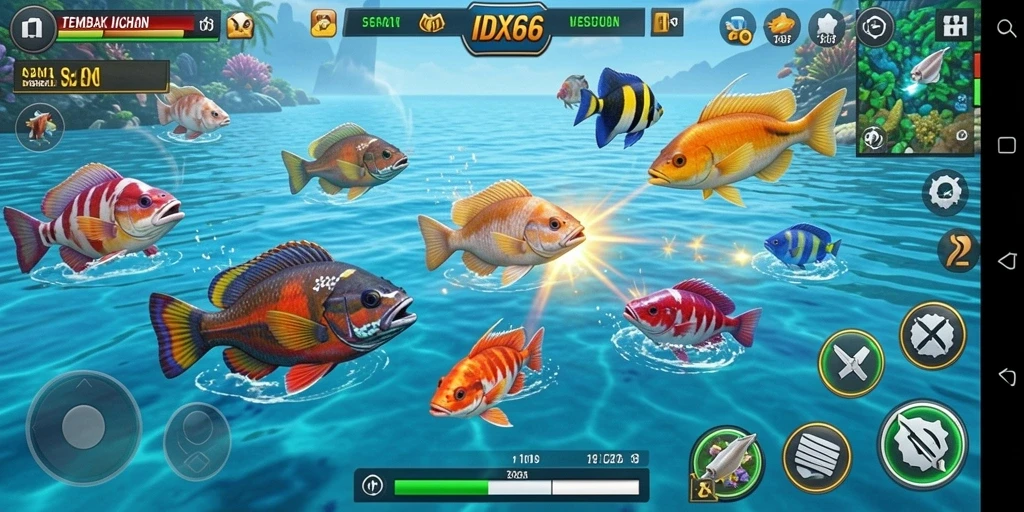 Gameplay seru menembak ikan dengan grafik menawan.