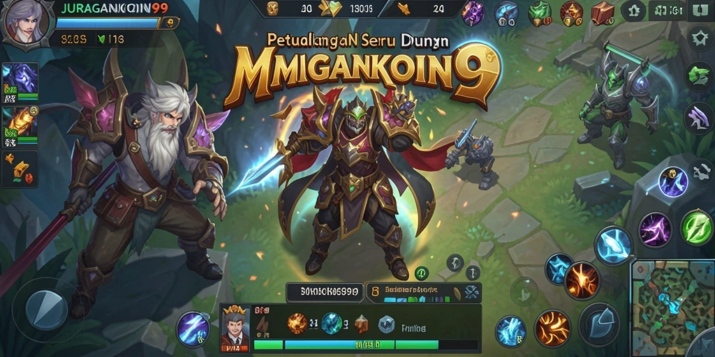 Screenshot gameplay seru dari JURAGANKOIN99 dalam pertempuran di dungeon.