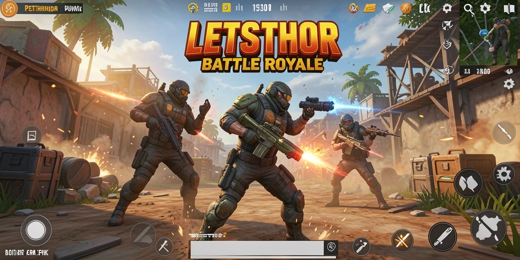 Gameplay seru LETSTHOR dalam pertarungan Battle Royale.