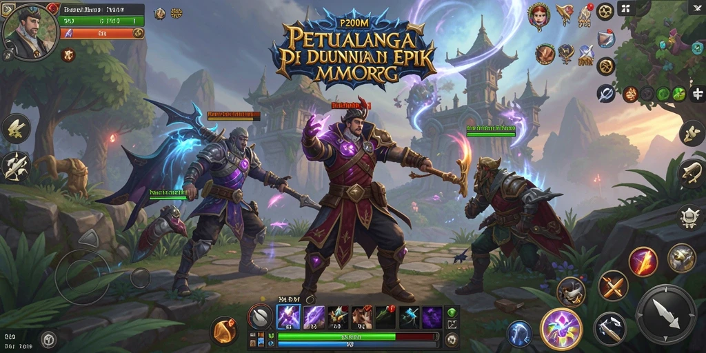 Screenshot gameplay P200M yang menampilkan pertarungan seru di dunia MMORPG.