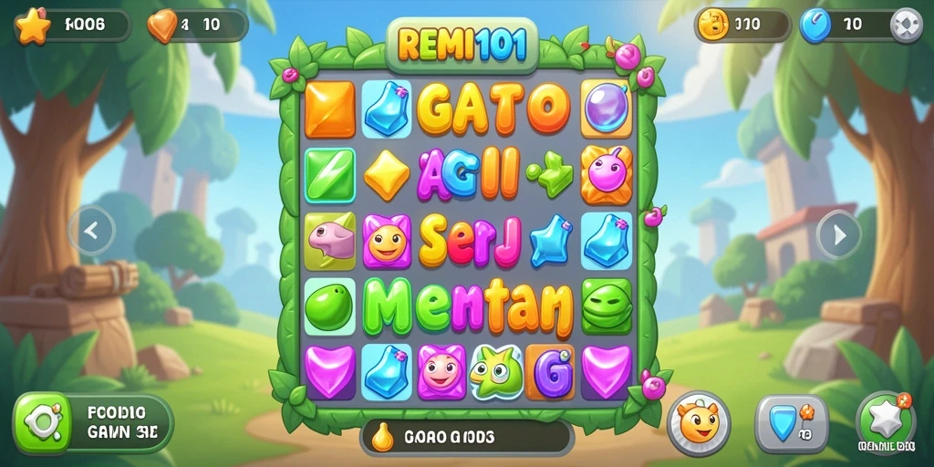 Tangkapan layar gameplay REMI101 yang memukau dan penuh warna.